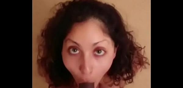  Indian college girl gives sensual wide eyes blowjob with cum swallow POV Indian